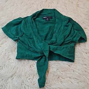 Gap Girls Green Short Sleeve Tie front Shrug Cardigan